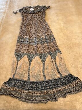 ba&sh Blue and Cream Floral Tiered Maxi Dress